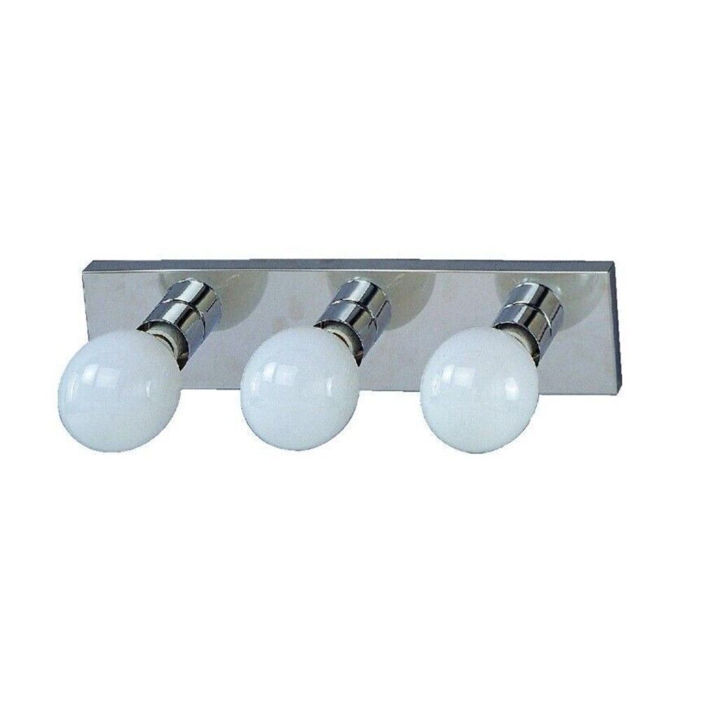 Bathroom 18 in. 3-Light Vanity Fixture Chrome Rectangle for standard Globe bulbs